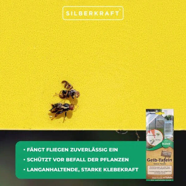 Silberkraft Silberkraft Silence Gelbtafeln (klein): Optimales Monitoring gegen die weiße Fliege, Trauermücke und Blattlaus – Produktbild 2 von 4