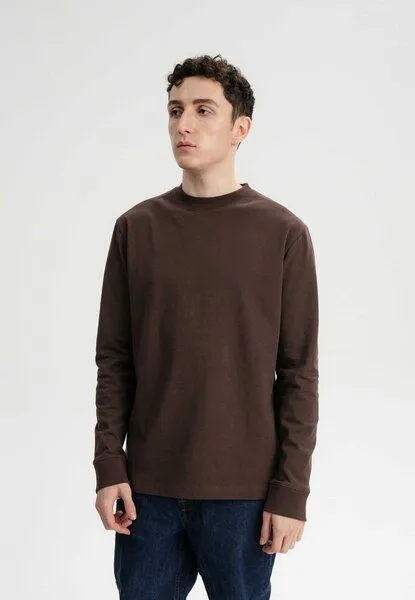 MELA MELA Langarmshirt Style TEJAS aus 100% Bio-Baumwolle, Dunkelbraun, – Produktbild 1 von 4