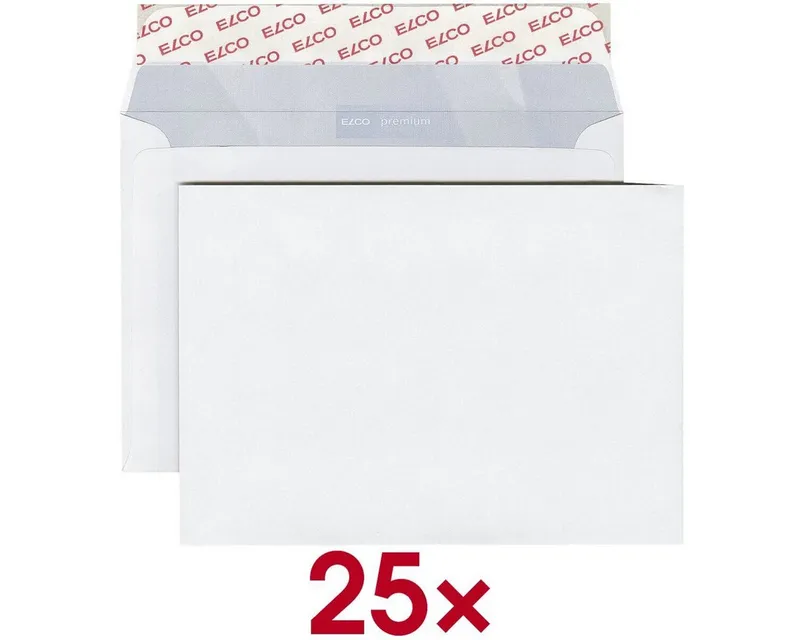 Elco Elco Briefumschlag Office, C5, ohne Fenster, Haftklebung, Weiß, – Produktbild 1 von 3