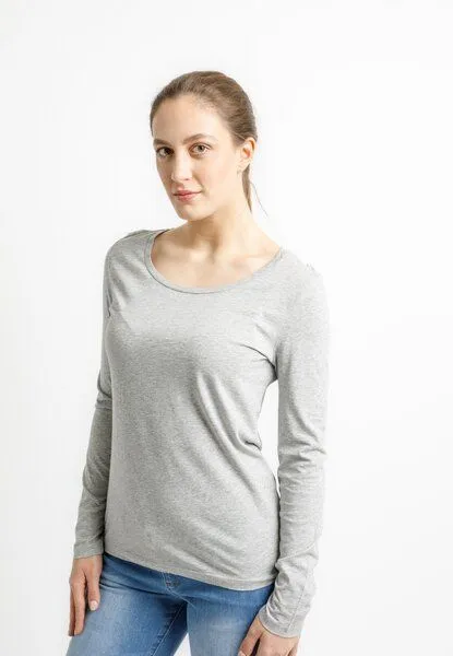 TORLAND TORLAND Damen Longsleeve LANIA, Grau (heather grey), – Produktbild 1 von 4