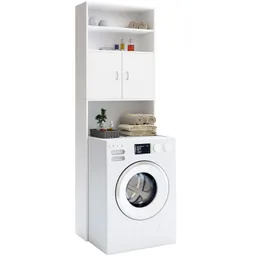 Casaria® Casaria® Waschmaschinenschrank 185x63x20cm kompakt 3 Böden Magnettüren Weiß – Produktbild 1 von 1