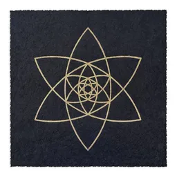 Veskor Cassiopeia Veskor Cassiopeia BLÜTEN DER LIEBE Heilige Geometrie Linoldruck | 22 × 22 cm | Gold auf Schwarz – Produktbild 1 von 1