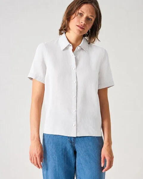HempAge HempAge Kurzarmbluse Damen 100% Hanf, White (weiss), – Produktbild 1 von 4