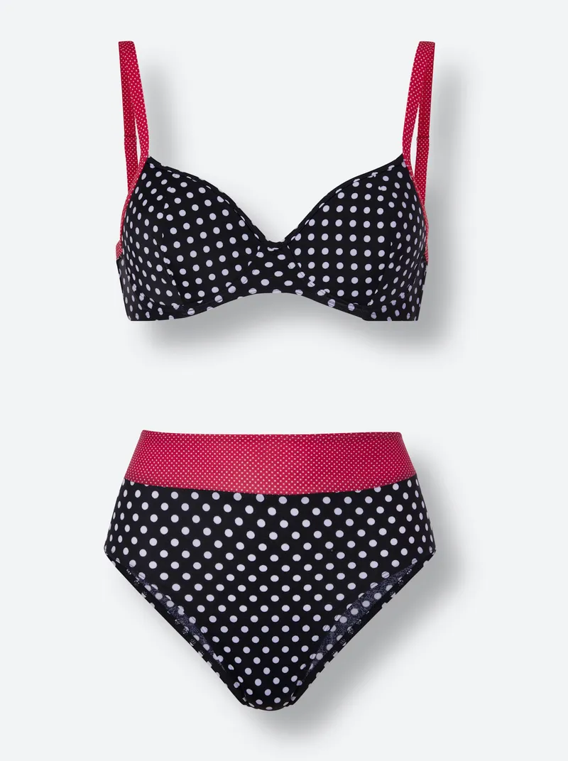 feel good Bikini schwarz-rot-bedruckt, Schwarz-rot-bedruckt, – Produktbild 1 von 2