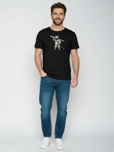 GreenBomb GREENBOMB Ski Bear Spice - Sportliches T-Shirt aus Bio-Baumwolle / hochwertiger Print / GOTS / Fair & Vegan, Schwarz (schwarz), – Produktbild 3 von 4