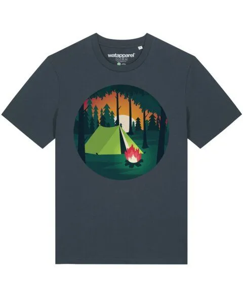 watapparel watapparel T-Shirt Unisex Zelten, India ink grey, – Produktbild 1 von 4
