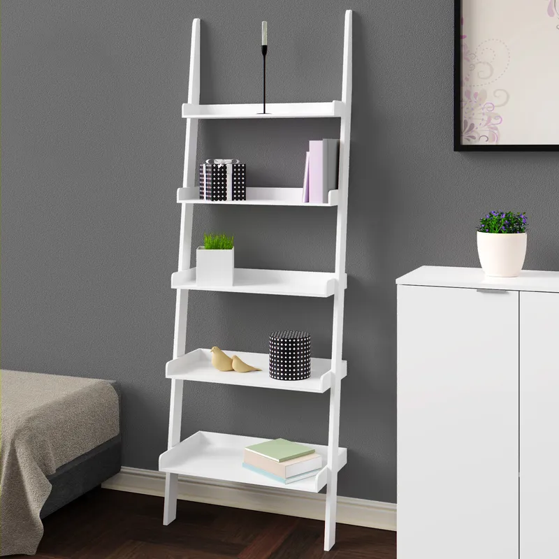 Casaria® Leiterregal Treppenregal Weiß 180x64x37cm, Weiß, – Produktbild 2 von 2
