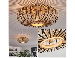 hofstein Deckenleuchte moderne Deckenlampe aus Metall/Bambus in Schwarz/Naturfarben, ohne Leuchtmittel, Boho-Design Deckenleuchte, Lichteffekt an d. Decke, Ø 40 cm, 1 x E27 – Produktbild 1 von 1