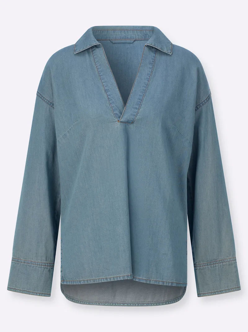 Witt Jeansbluse blue-bleached, Blue-bleached, – Produktbild 1 von 2
