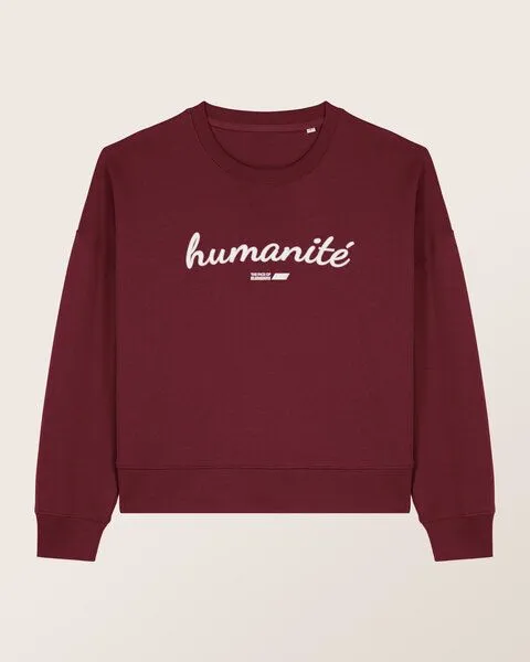 THE FACE OF ELEMENTS THE FACE OF ELEMENTS Humanitè - Relaxed Boxy Fit Sweatshirt aus 100% Bio-Baumwolle, Burgundy (rot), – Produktbild 1 von 3