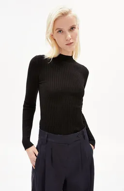 ARMEDANGELS ARMEDANGELS Damen vegan Gerippter Pullover Alaania Schwarz – Produktbild 1 von 1