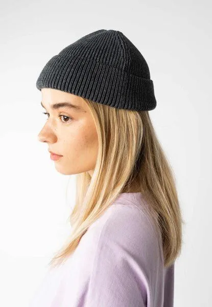 MELA MELA Kurze Rippstrick Mütze RAFI, Anthrazit melange, – Produktbild 3 von 4