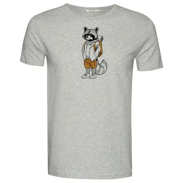 GreenBomb GREENBOMB Print T-Shirt Animal Raccoon Hike Guide, Heather grey, – Produktbild 1 von 4