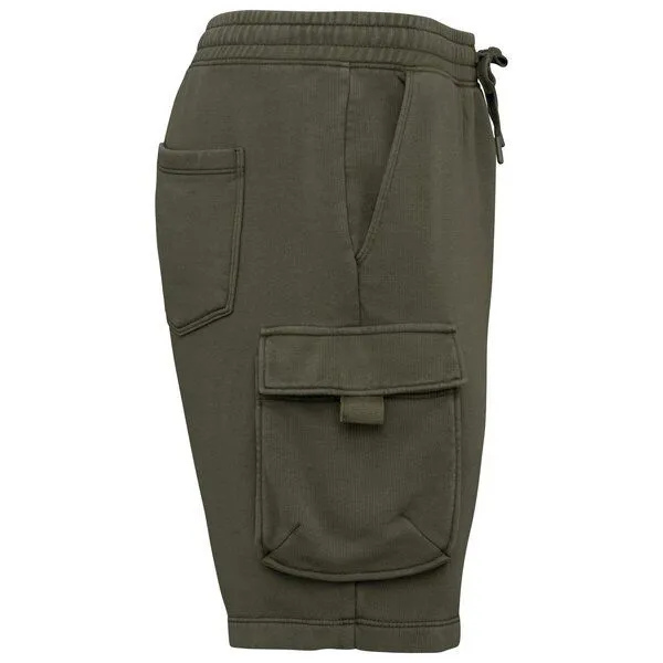 Greenspired Greenspired Umweltfreundliche ausgewaschene French Terry Cargo-Shorts 300g/m² XS-3XL, Verwaschenes khaki, – Produktbild 3 von 3