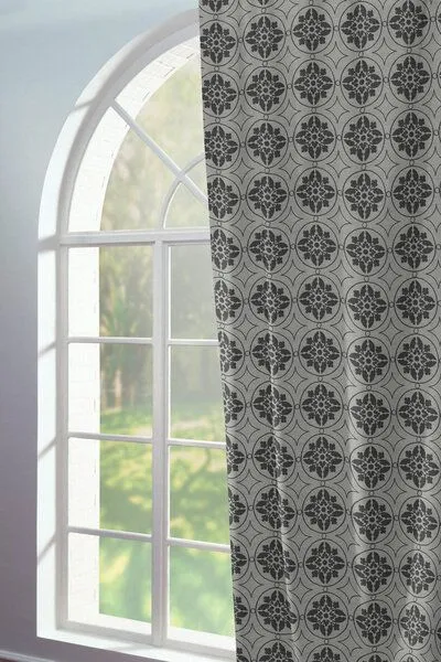 Nature by Adam Nature by Adam Vorhang aus 100% Bio-Baumwolle - Made in Germany - Romantic Puligny, Schwarz, – Produktbild 4 von 7
