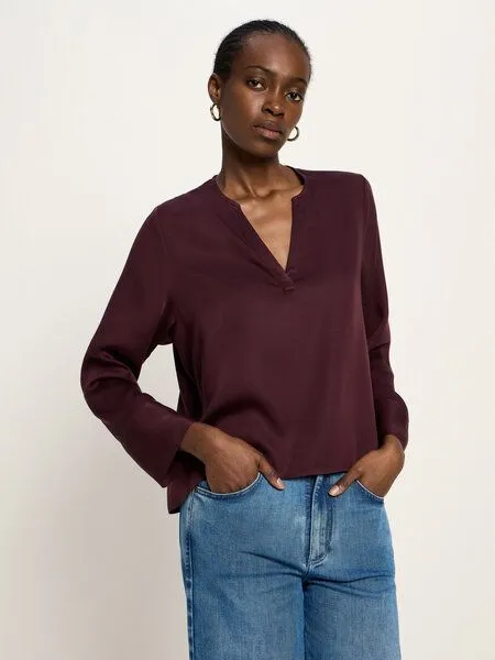 LANIUS LANIUS Bluse aus TENCEL, Bordeaux, – Produktbild 1 von 4