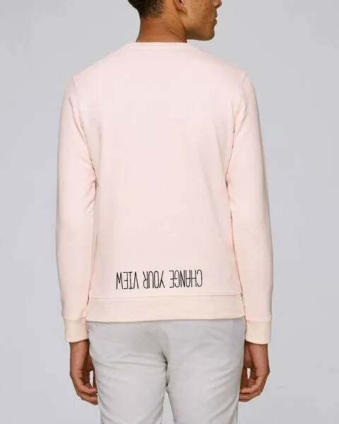 Human Family Human Family Bio Unisex Rundhals-Sweatshirt - "Change your view", Candy-pink (rosa), – Produktbild 2 von 3