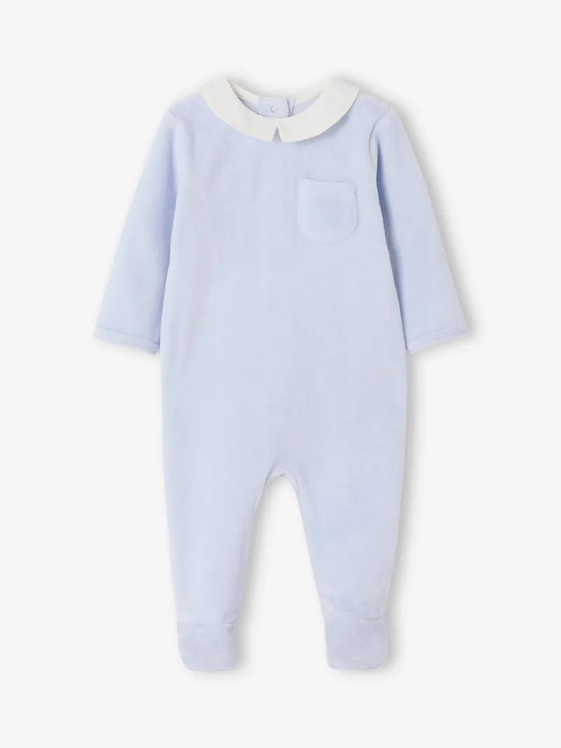 Envie De Fraise Baby Samt-Strampler ENVIE DE FRAISE personalisierbar, Himmelblau, – Produktbild 1 von 3