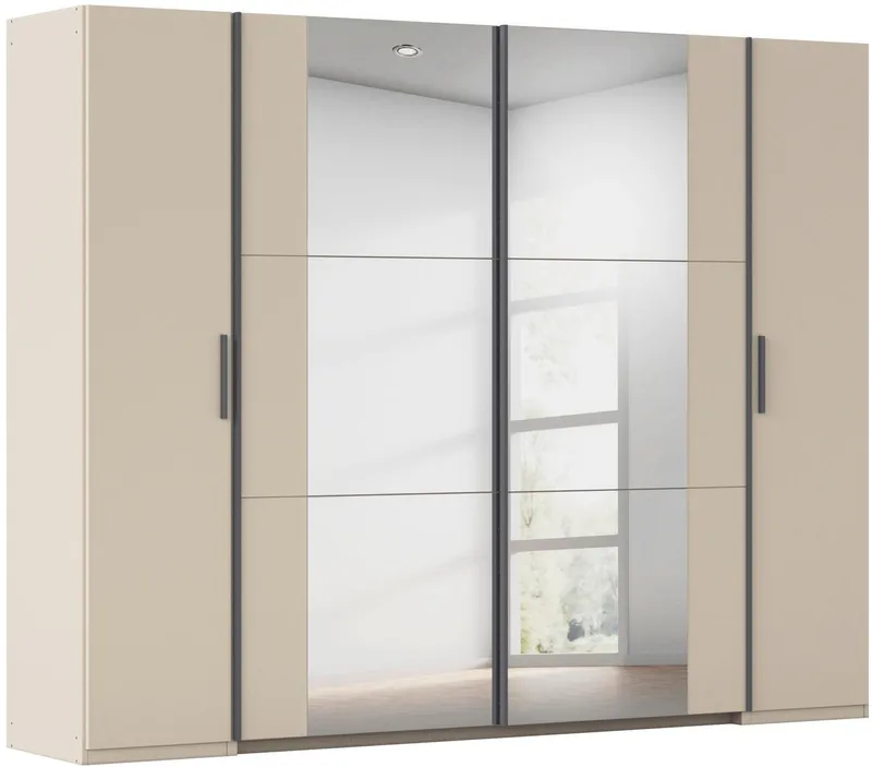 Rauch Rauch Schwebetürenschrank Kleiderschrank Drehtürenschrank Schrank Garderobe KRONACH (in 3 Ausstattungen BASIC/CLASSIC/PREMIUM, Breiten 225/268/311/354 cm) Kombischrank optional mit 1 oder 2 Spiegel viele Böden MADE IN GERMANY, Beige|grau, – Produktbild 1 von 6