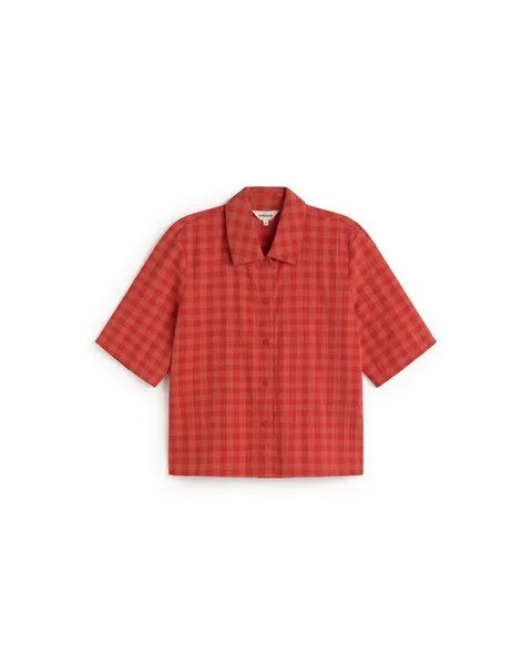 thinking mu thinking mu Red Checks Seersucker Ane Blouse, Red, – Produktbild 2 von 3