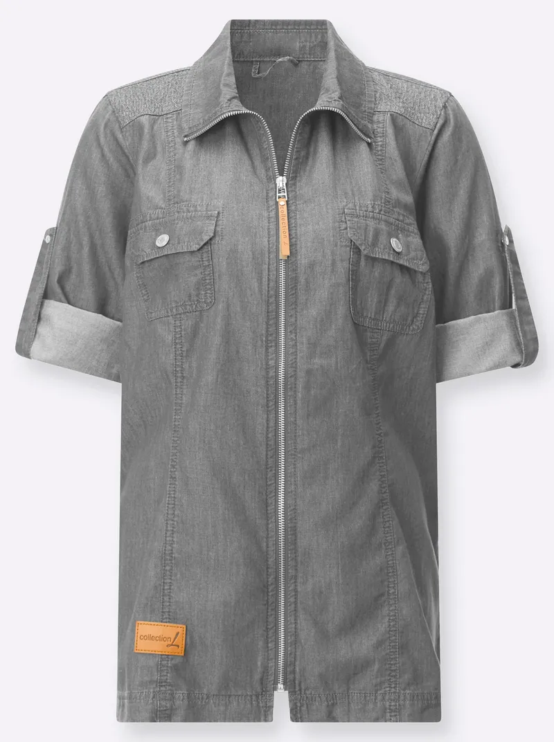 Witt Blusenjacke light grey-denim, Light grey-denim, – Produktbild 1 von 2
