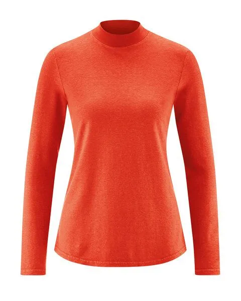HempAge HempAge Damen Langarm-Shirt mit Stehkragen Hanf/Bio-Baumwolle, Brick-182, – Produktbild 1 von 4