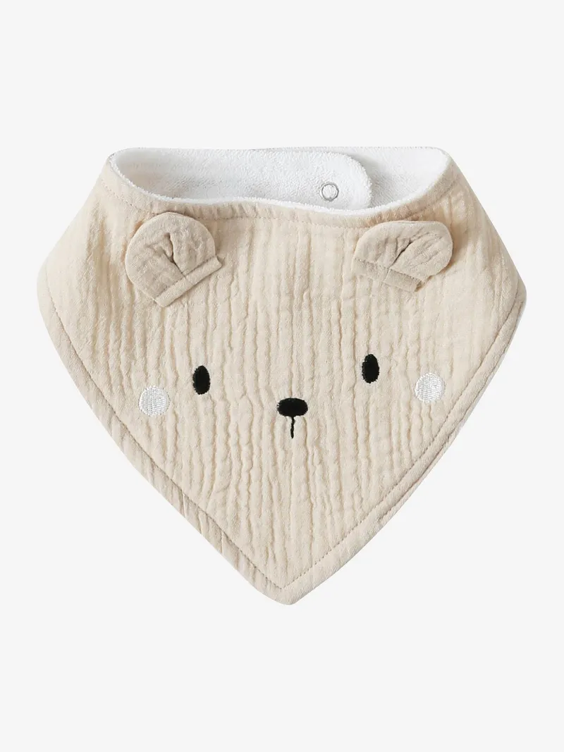 Vertbaudet 3er-Pack Baby Lätzchen, Beige bedruckt/hygge, – Produktbild 3 von 3