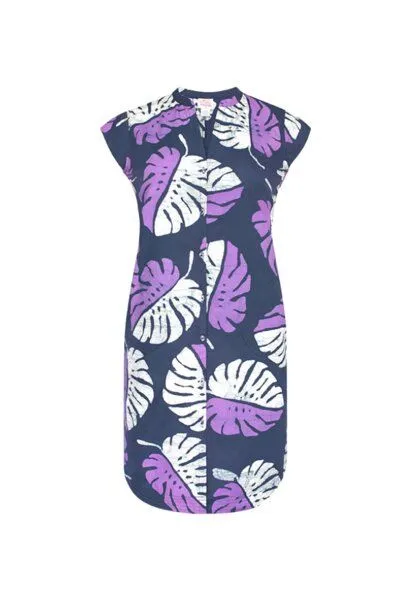 Global Mamas Global Mamas Bio Hemdkleid - HARBOR - Radiance, Monstera purple (lila), – Produktbild 1 von 3