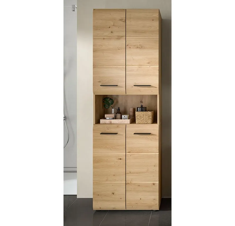 Lomadox Hochschrank IGGESUND-158 60 cm breit in Eiche, Braun, – Produktbild 3 von 4