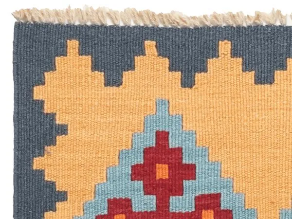 Rugtales Kelim Gashgai „Rugtales“ aus Schurwolle, Gelb, – Produktbild 1 von 4