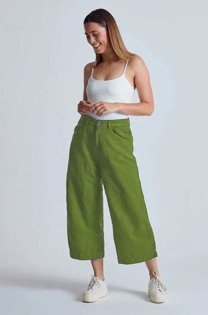 Flax and Loom Leinen-Baumwoll Culotte Modell: Betty, Spring green, – Produktbild 1 von 1