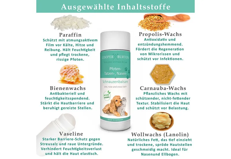 Cooper&Burton Pfotenpflege Pfotenbalsam auch für Nasen & Schnauzen, Hunde & Katzen Cooper&Burton, 40 ml, Pflegt Pfoten Nase Schnauze schütz vor Asphalt Streusalz Untergrund – Produktbild 3 von 5
