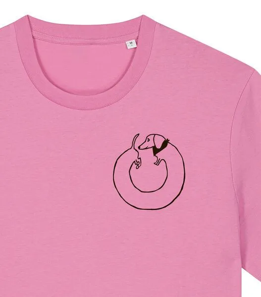 päfjes päfjes Dackel Hund Kreis Po - Unisex Männer T-Shirt Bio & Fair, Bubble pink (rosa), – Produktbild 2 von 4