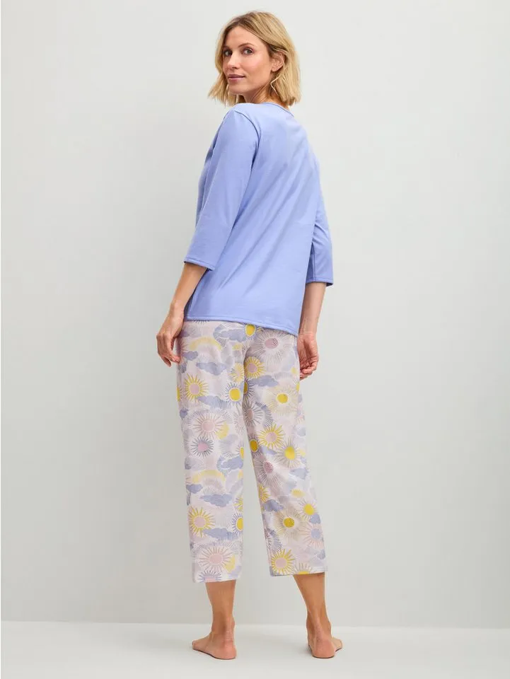 CALIDA CALIDA Capri-Pyjama EDITION 85 Damen (2 tlg) 7/8-Länge, weich und angenehm bewegungsfreundlich, Blau, – Produktbild 4 von 5
