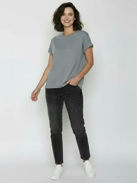 GreenBomb GREENBOMB Basic Loony - Sportliches T-Shirt aus Bio-Baumwolle mit Rollup Sleeve / GOTS / Fair & Vegan, Grau (fogstone), – Produktbild 3 von 4