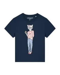 watapparel watapparel T-Shirt Frauen Hipster Cat with Moustache – Produktbild 1 von 1