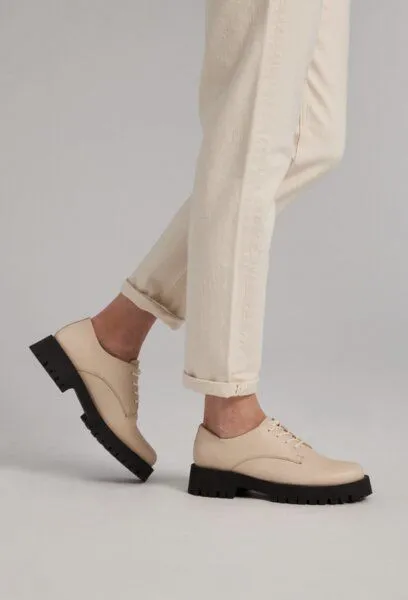 Addition Sustainable Apparel Addition Sustainable Apparel Halbschuhe aus Bio-Leder - Lace all black, Oat (beige), – Produktbild 2 von 4