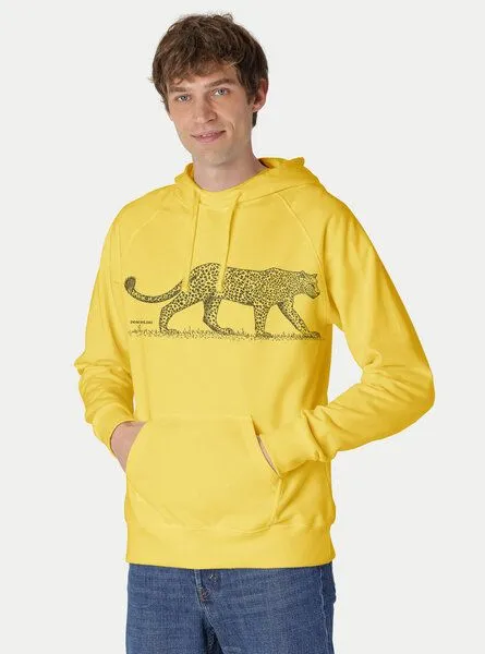 Peaces.bio - handbedruckte Biomode Peaces.bio - handbedruckte Biomode Bio-Herren-Kapuzensweater Leopard, Königsblau, – Produktbild 2 von 2