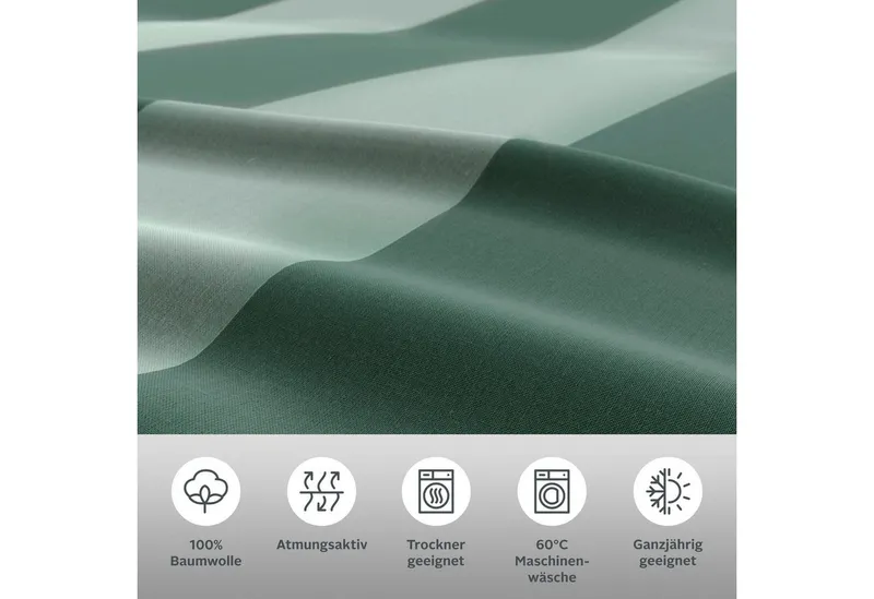 OTTO home Wendebettwäsche Sari in verschiedenen Qualitäten, Linon, 2 teilig, ab Gr. 135x200 cm, Wendedesign, moderne Bettwäsche mit Streifen, Grün, – Produktbild 1 von 8