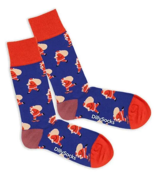DillySocks DillySocks Socken Hurry Up Santa aus Biobaumwoll-Mix, Blau, – Produktbild 1 von 4