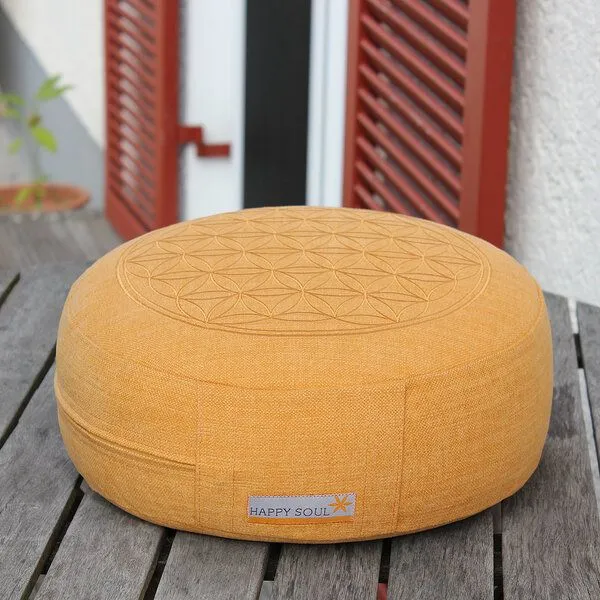 Happy Soul Happy Soul Meditationskissen Leinen Baumwolle, Orange, – Produktbild 4 von 4
