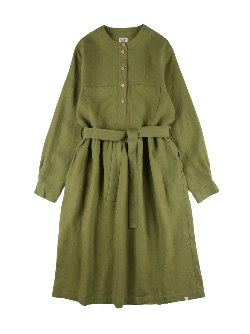 MATONA MATONA Damen vegan Kleid Mit Gürtel Kardamom Grün, Hellgrün, – Produktbild 1 von 2