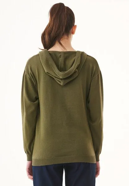 ORGANICATION ORGANICATION Feinstrick-Hoodie aus Bio-Baumwolle, Khaki, – Produktbild 4 von 4