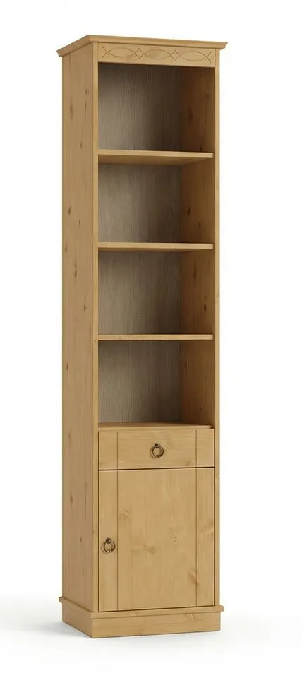 OTTO home Hochschrank Indra, Badschrank, Badmöbel, Badezimmerschrank (B/T/H: 46/32/186 cm) aus massiver Kiefer, mit Schublade, FSC®-zertifiziert, Beige, – Produktbild 4 von 4
