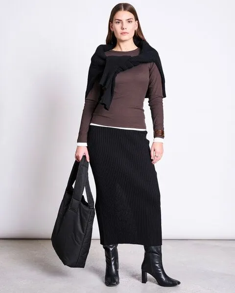 JAN N JUNE JAN N JUNE Midi Baumwoll Strick Rock EBBA GOTS, Schwarz, – Produktbild 1 von 4