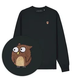 LIGARTI Bestickter Pullover – Eugen die Eule – LIGARTI Tiermanufaktur – Produktbild 1 von 1