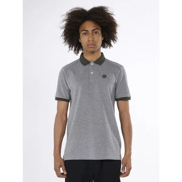 KnowledgeCotton Apparel KnowledgeCotton Apparel Melange T-Shirt - Yarn dyed badge polo - aus Bio - Baumwolle, Grün (forrest night), – Produktbild 1 von 3