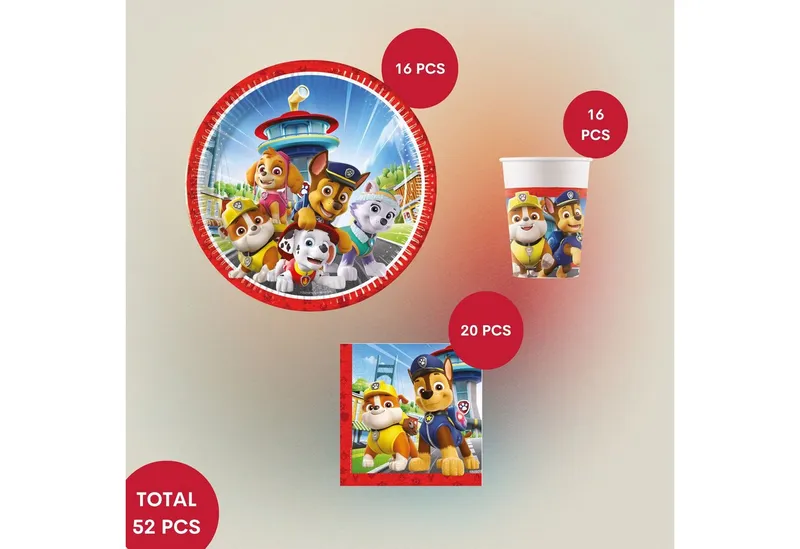Procos Einweggeschirr-Set Paw Patrol Partygeschirr Set 52-tlg Kindergeburtstag Rescue Heroes, 16 Personen, Bunt, – Produktbild 2 von 5