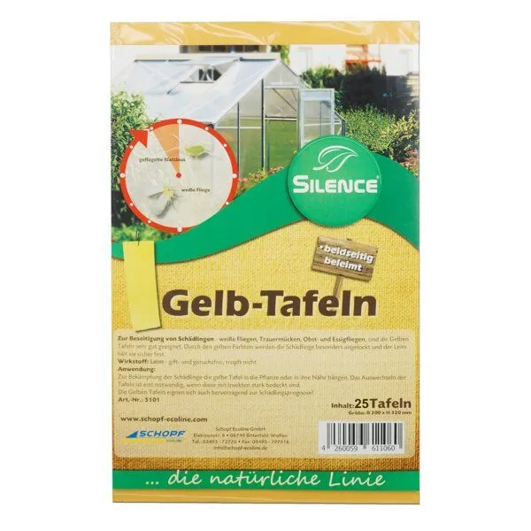 Silberkraft Silberkraft Silence Gelbtafeln (groß): Optimales Monitoring gegen weiße Fliegen, Trauermücken und Blattläuse – Produktbild 1 von 4