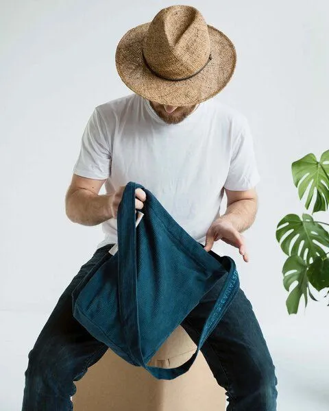 TINTOK TINTOK Mati Cord Tasche 100 % Bio-Baumwolle GOTS-zertifiziert, Dark denim, – Produktbild 1 von 4